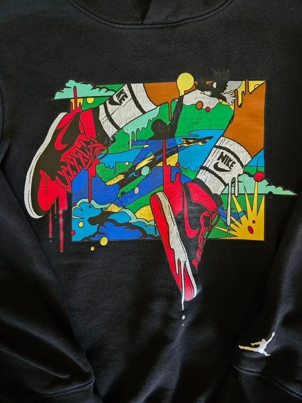 Jordan Black Kids Hoodie & Shorts Set with Multicolor Graphic